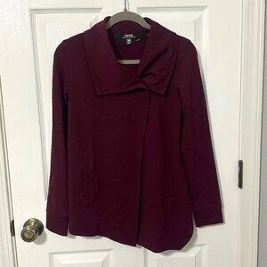 Kensie Maroon Asymmetrical Cardigan, Jacket, Single Snap Closure